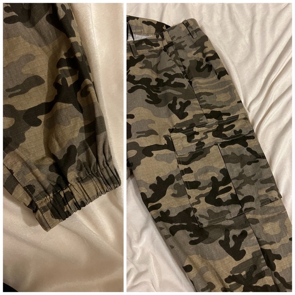 138 PrettyLittleThing Khaki Camo Pocket Detail Cargo Pants - Picture 8 of 8